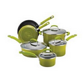 10-Piece Porcelain II Cookware Set - Lime Green